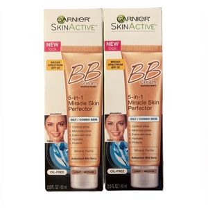 (2) Garnier Skin Active BB Cream 5-in-1 Miracle Skin Perfector Oily/Comb…